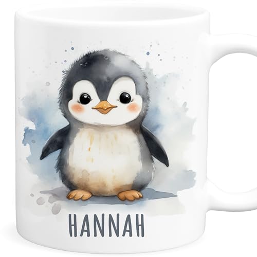 Pinguin Tasse personalisierte Kaffeetasse Pinguintasse lustig mit Namen Namenstasse Geschenk aus Keramik Becher von DEL MÀ Unique & Personal