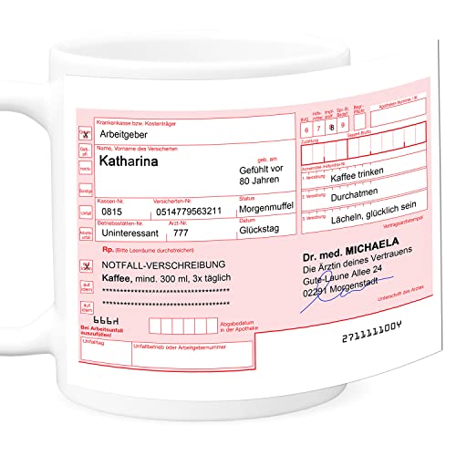 Rezept Kaffeebecher Tasse für Arbeit Büro personalisiert für Kollegin beste Freundin Lustiger Spruch Tasse Arzt Arbeitskollegin Geschenk von DEL MÀ Unique & Personal