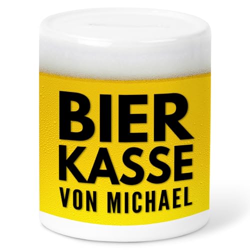 Sauf Spardose Bierkasse personalisiert mit Namen für Erwachsene Bier Kasse Sparbüchse Sparschwein Gelddose Geldgeschenk aus Keramik von DEL MÀ Unique & Personal