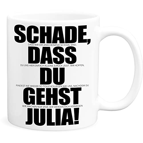 Schade dass du gehst Tasse Personalisiert zum Abschied Kollegin Kollege Jobwechsel Lustiges Abschiedsgeschenk Arbeitskollegin von DEL MÀ Unique & Personal