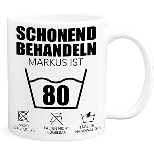 Schonend Behandeln 80 Tasse personalisiert mit Namen Spruch runder Geburtstag Geschenk für Männer & Frauen Geburtstagsgeschenk Kaffeetasse 80 Jahre Schonend Behandeln 80 Tasse personalisiert mit Namen Spruch runder Geburtstag Geschenk für Männer & Frauen Geburtstagsgeschenk Kaffeetasse 80 Jahre von DEL MÀ Unique & Personal