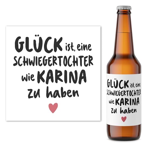 Schwiegertochter Geschenk Bieretiketten personalisiert Bier Geschenk Frau Frauen Flaschenetikett Bierflasche Etiketten 2 Stück | 9x9 cm von DEL MÀ Unique & Personal