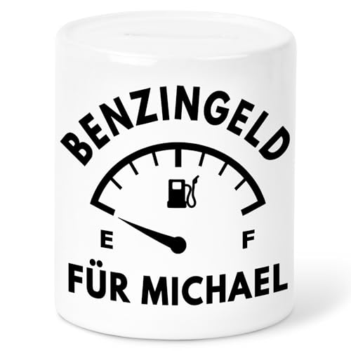 Spardose Benzingeld personalisiert mit Namen Geldgeschenk Verpackung Sparbüchse Führerschein bestanden Geschenk Tankgutschein Sparschwein aus Keramik von DEL MÀ Unique & Personal
