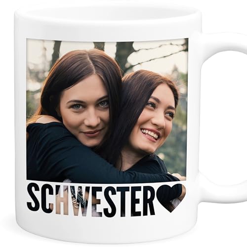 Tasse Schwesterherz Geschenk für Schwester mit Foto personalisiert Fotogeschenk Geschenkidee Kaffeetasse aus Keramik von DEL MÀ Unique & Personal