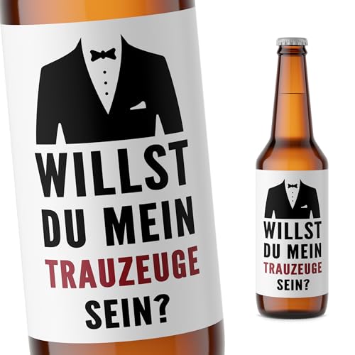 Trauzeuge fragen Mann "Willst du mein Trauzeuge sein" Bierflaschen Etikett Bier Geschenk Flaschenetikett selbstklebend Bieretiketten 2 Stück | 9x9 cm von DEL MÀ Unique & Personal