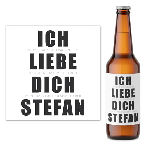 Trauzeuge fragen Mann Willst du mein Trauzeuge sein Bierflaschen Etikett personalisiert lustiges Bier Geschenk Flaschenetikett Bieretiketten 2 Stück | 9x9 cm von DEL MÀ Unique & Personal