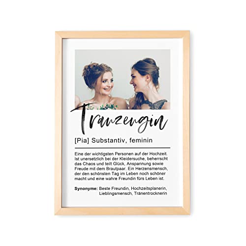 Trauzeugin Geschenk Danke Personalisiertes Bild mit Foto Trauzeuginnen Dankeschön Fotoposter Hochzeit Brautjungfer Geschenk (mit oder ohne Rahmen) von DEL MÀ Unique & Personal