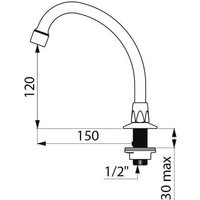 Schwanenhals mit einstellbarem Strahlregler DELABIE M1/2 B.150xH.120 mm - 967152 von DELABIE