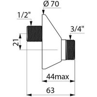 Versetzte Verbindung M3/8 M3/4 unter Rosette DELABIE Achsabstand 21 mm - 2 Stück - 857018.2P von DELABIE