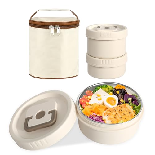 2 Stück Edelstahl Brotdose Erwachsenen Lebensmittelbehälter Lunchbox Auslaufsicher mit Aufbewahrungstasche Meal Prep Boxen Snackbox Brotbox Kinder Kleine Dosen Geeignet für Snacks Obst Müsli Gewürz von DELAESI