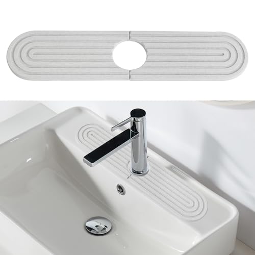 Abtropfmatte Spüle Wasserhahn Abtropfmatte Schmal Wasserhahn Spritzschutz Wasserhahn Matte Kieselgur Sink Mat für Wohnmobil Badezimmerarbeitsplatten (45x10cm) von DELAESI
