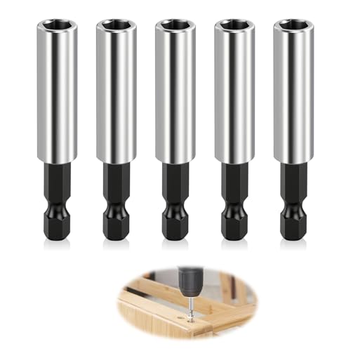 Bithalter 5 Stück Bithalter Magnetisch Schnellwechsel Bit Verlängerung 1/4" Bit Halterung Magnetisch Bits für Elektrische Bohrmaschine Schlagschrauber Schraubendreher (60mm) von DELAESI