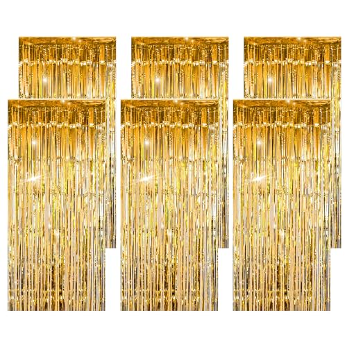 DELAESI 6 Stück Lametta Vorhang Gold Glitzervorhang Lametta Folie Fransen Lametta Vorhänge Gold Glitzer Vorhang Geburtstag für Geburtstagsfeier Abschlussfeier Bühnendekor (1m x 2m) DELAESI 6 Stück Lametta Vorhang Gold Glitzervorhang Lametta Folie Fransen Lametta Vorhänge Gold Glitzer Vorhang Geburtstag für Geburtstagsfeier Abschlussfeier Bühnendekor (1m x 2m) von DELAESI