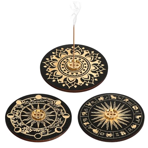 DELAESI Räucherstäbchen Halter 3 Stück Incense Holder 9 Loch Räucherstäbchenhalter Schwarz Räucherstäbchen Halterung für Deko Wohnzimmer und Yoga Zubehör von DELAESI