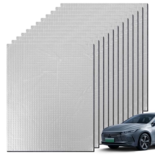 Dämmmatte Auto 12pcs Schallschutzmatte 40x25cm Dämmmatte Selbstklebend 5mm Dämmung Selbstklebend Isoliermatte zur Schalldämmung Isolierung Wasserdicht Feuerfest von DELAESI