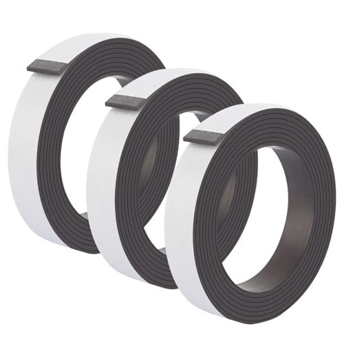 Magnetband Selbstklebend Stark 3 Rollen Magnetstreifen Selbstklebend 20mm x 2m Magnetklebeband Selbstklebend Stark Magnet Klebestreifen für Zuhause Büro Garage Lager von DELAESI