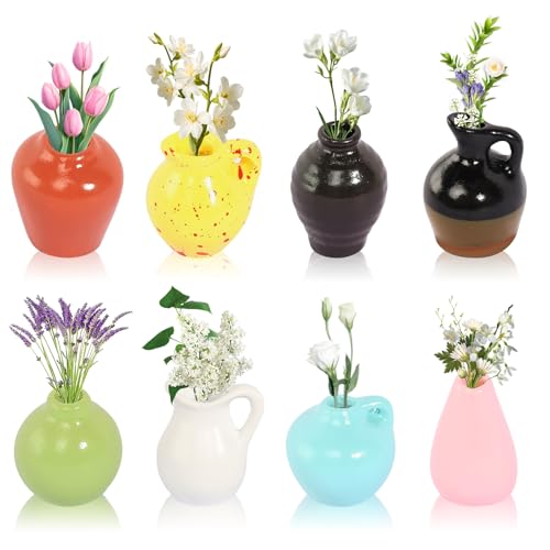 Mini Vase Magnet 8 Stück Mini Vasen Magnete Kühlschrank 3D Magnet Vase Cute Lustige Kühlschrankmagnete für Familie Küche und Büro Dekoration von DELAESI