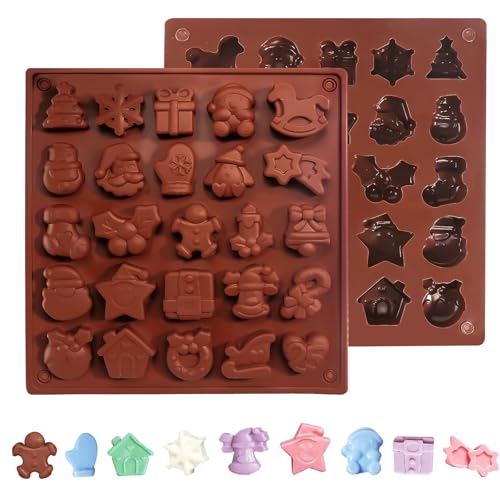 Schokoladenform Pralinenform Silikon 2 Stück Silikonform Weihnachten Schokoladenform Silikon Tief Silikonform Schokolade für die Herstellung von Schokolade Gelee Eiswürfel von DELAESI