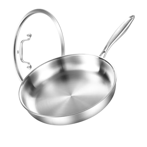 DELARLOCHEF Dreilagige Edelstahl Bratpfanne mit Deckel 20cm,Edelstahlpfanne Unbeschichtet,Induktions Pfanne,Hocheffiziente und Energieeffiziente Pfannen für Steak,Ei,7.8-Zoll DELARLOCHEF Dreilagige Edelstahl Bratpfanne mit Deckel 20cm,Edelstahlpfanne Unbeschichtet,Induktions Pfanne,Hocheffiziente und Energieeffiziente Pfannen für Steak,Ei,7.8-Zoll von DELARLOCHEF