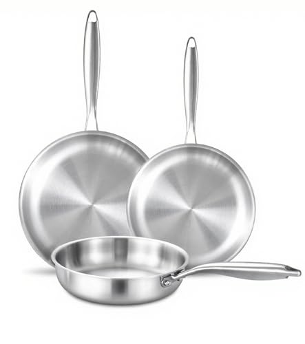DELARLOCHEF Dreilagige Edelstahl-Bratpfannen-Set,22&26&30CM,Schnelle Gleichmäßige Hitze,Energiesparende Induktionsbratpfanne,Edelstahlpfanne für Steak,Ei usw.Ofenfest DELARLOCHEF Dreilagige Edelstahl-Bratpfannen-Set,22&26&30CM,Schnelle Gleichmäßige Hitze,Energiesparende Induktionsbratpfanne,Edelstahlpfanne für Steak,Ei usw.Ofenfest von DELARLOCHEF