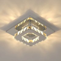 Delaveek - Moderne LED-Deckenleuchte aus Kristall, warmweißes Licht 3000K, quadratisch, 12W, für Küche, Esszimmer, Schlafzimmer, Flur, von DELAVEEK
