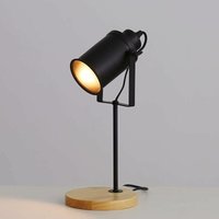 Delaveek - Tischlampe Holz Vintage Nachttischlampe E27 Basis Für Schlafzimmer, Wohnzimmer, Büro Schwarz von DELAVEEK