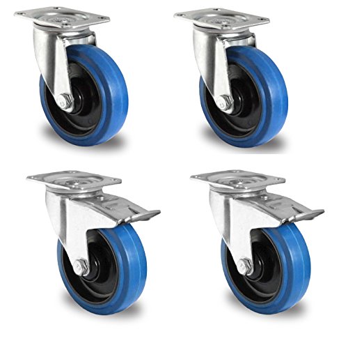1 Satz Blue Wheels Lenkrollen 200mm 400kg/Rolle NEU Lenk/FS von Cascoo