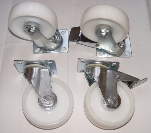 4 Stück Lenkrollen Transportrollen lenkbar 100mm Kunststoffrad NEU von Bhgytec