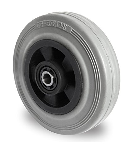 Rad 125 mm Gummi grau-spurlos Rollenlager mit Achszubehör M10 von DELEX-Rollen