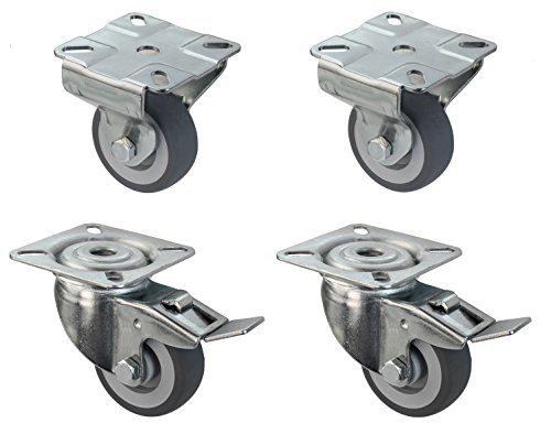 Satz Apparaterolle Bockrolle Lenkrolle mit Bremse 50 mm ohne Feststeller Gummi grau-spurlos Anschraubplatte Möbelrolle Transportrolle Satz Apparaterolle Bockrolle Lenkrolle mit Bremse 50 mm ohne Feststeller Gummi grau-spurlos Anschraubplatte Möbelrolle Transportrolle von DELEX-Rollen