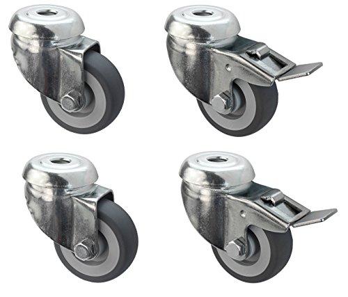 Lenkrollen Eckplatte 60 mm Winkelblech für Regale Möbel Gummi grau spurlos 