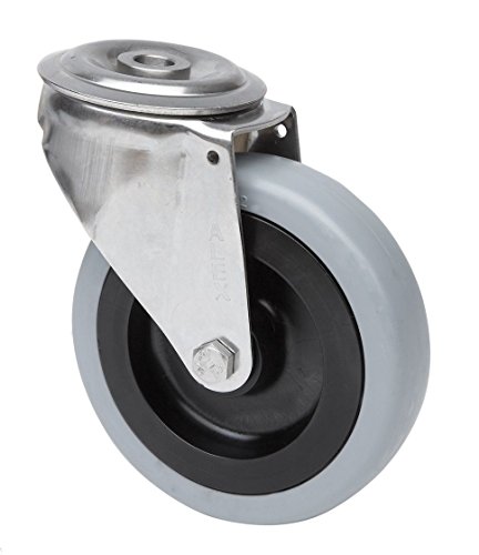 Transportgeräterolle Edelstahl 100 mm Rad mit Gummibereifung grau-spurlos Rückenloch Lenkrolle V2A INOX Edelstahlrolle Polyamidrad Gummi Vollgummi Vollgummibereifung Transportgeräterolle Edelstahl 100 mm Rad mit Gummibereifung grau-spurlos Rückenloch Lenkrolle V2A INOX Edelstahlrolle Polyamidrad Gummi Vollgummi Vollgummibereifung von DELEX-Rollen