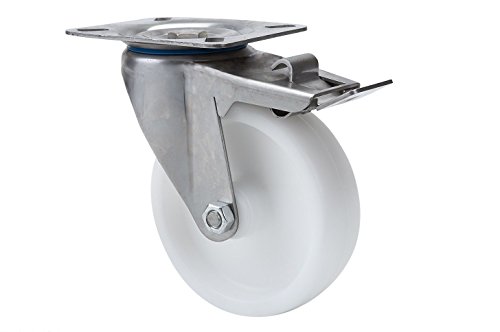 Transportgeräterolle Edelstahl 200 mm Rad aus Polyamid Anschraubplatte Lenkrolle totalfeststellbar V2A INOX Edelstahlrolle Totalfeststeller Stop Polyamidrad Transportgeräterolle Edelstahl 200 mm Rad aus Polyamid Anschraubplatte Lenkrolle totalfeststellbar V2A INOX Edelstahlrolle Totalfeststeller Stop Polyamidrad von DELEX-Rollen