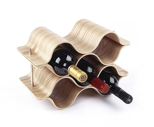 4-Tier Wooden Wine Storage Rack - Countertop Wine Rack Freestanding Wine Bottle Rack - Wine Storage Rack for Cabinets, Pantry, Home Kitchen, Bar(Natural4) von DELHXPBML