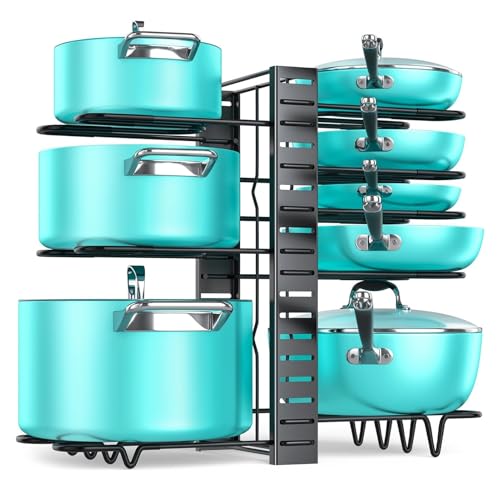 DELHXPBML Multifunktionales Topf- und Pfannenregal unter dem Schrank, 8-lagiges Topf- und Pfannenregal mit einstellbarer Höhe, verwendet für Küchenutensilien, mehrschichtiges Topfaufbewahrungsregal von DELHXPBML