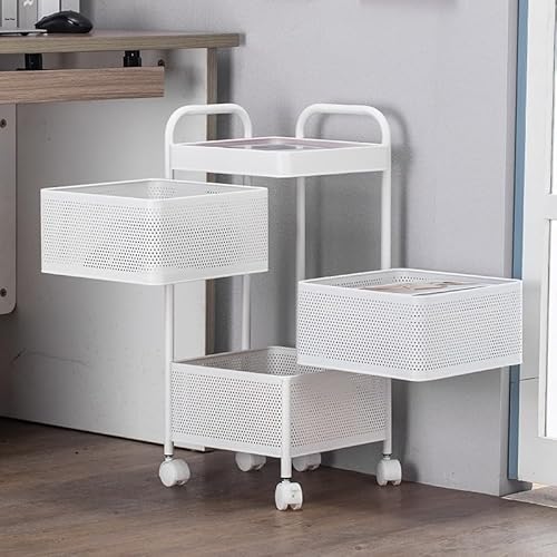 Multifunctional floor-standing three-layer household fruit and vegetable storage rack, made of sturdy material and not deformed, suitable for kitchen and bathroom storage(White) von DELHXPBML