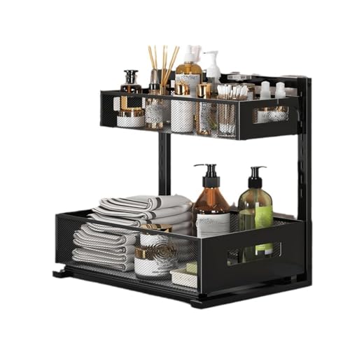 Punch-free bathroom cosmetics storage, pull-out kitchen sink storage rack, countertop double-layer storage rack slide-out sink rack von DELHXPBML