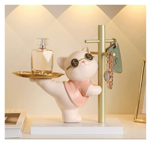 Rabbit new home shoe cabinet tray housewarming home living room storage rack door key storage rack resin material suitable for storing various small items(Pink1) von DELHXPBML
