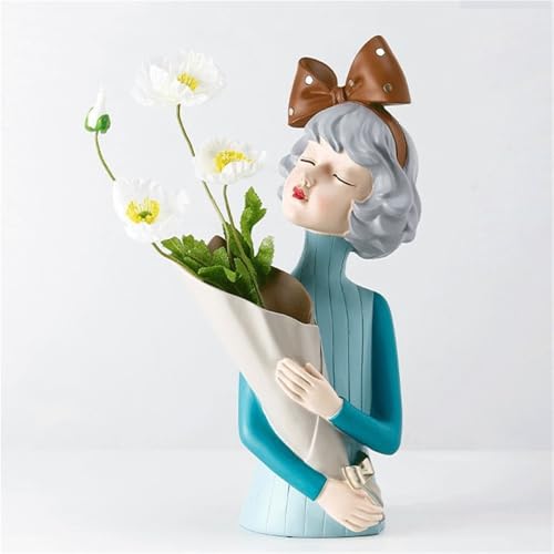 Statue mit Bogenmädchen im Wohnzimmer, Resinstatue-Tischverzierungen, geeignet als Einzugsgeschenke usw. (Blumensträuße nicht im Lieferumfang enthalten) von DELHXPBML