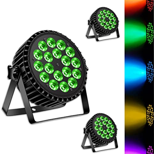 DELIBANG LED Par Scheinwerfer 200W 18 LED Bühnenlicht Strahler Discolicht Partylicht,8CH Par LED Licht RGBW DMX Strobe Sound Aktiv Modus Beleuchtung DJ Lichteffekt für Show Party Bar Halloween, 3PCS von DELIBANG