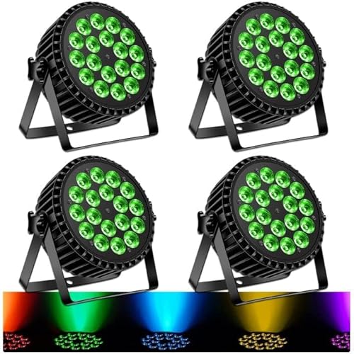 DELIBANG LED Par Scheinwerfer 200W 18 Bühnenlicht Strahler Discolicht Partylicht, 8CH RGBW DMX Strobe Sound Aktiv Modus Beleuchtung DJ Lichteffekt für Show Bar KTV Party Halloween 4pc von DELIBANG