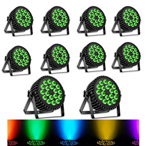 DELIBANG LED Par Scheinwerfer 200W 18 LED Bühnenlicht Strahler Discolicht Partylicht,8CH Par LED RGBW DMX Strobe Sound Aktiv Modus Beleuchtung DJ Lichteffekt für Show Bar KTV Party Halloween 10pc von DELIBANG