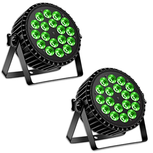 DELIBANG LED Par Scheinwerfer 200W 18 LED Bühnenlicht Strahler Discolicht Partylicht,8CH Par LED RGBW DMX Strobe Sound Aktiv Modus Beleuchtung DJ Lichteffekt für Show Bar KTV Party Halloween 2pc von DELIBANG