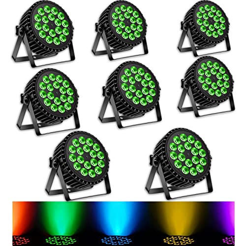 DELIBANG LED Par Scheinwerfer 200W 18 LED Bühnenlicht Strahler Discolicht Partylicht,8CH Par LED RGBW DMX Strobe Sound Aktiv Modus Beleuchtung DJ Lichteffekt für Show Bar KTV Party Halloween 8pc von DELIBANG