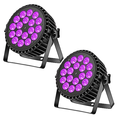 DELIBANG LED Par UV Scheinwerfer 200W 18 LED Bühnenlicht Strahler Discolicht Partylicht, 8CH Par LED Licht RGB DMX Strobe Sound Aktiv Modus Beleuchtung DJ Lichteffekt für Show Bar Party Halloween 2PC von DELIBANG