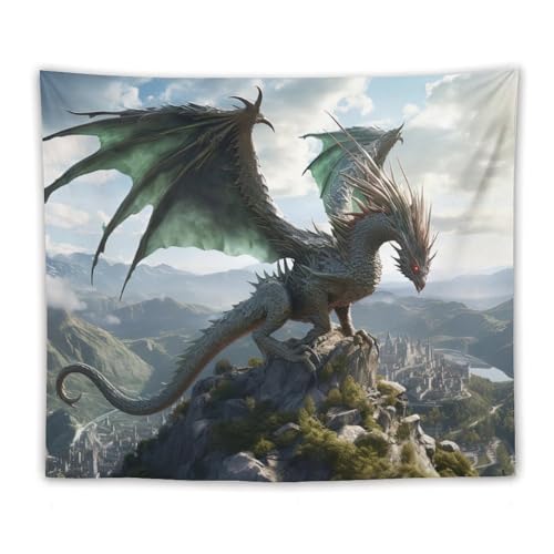 DELIBEST Gotische Themen-Wandteppich, Fantasie-Tier-Wandbehang, psychedelische, ästhetische Wandteppiche, Wanddekorationen für Schlafzimmer, Wohnzimmer, Wohnheim, 127 x 152,4 cm von DeliBest