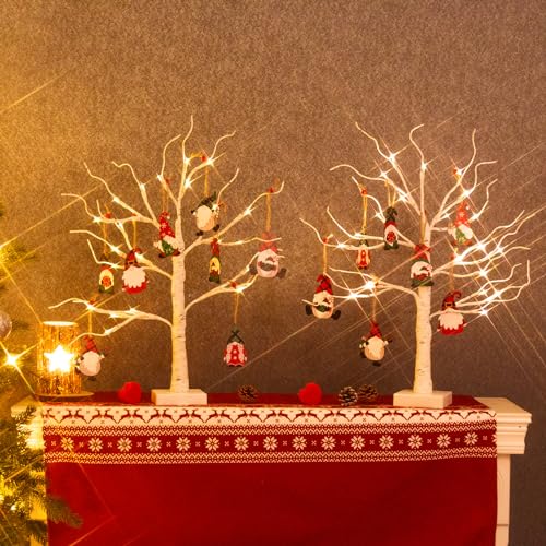DELICHTER 2er Set Lichterbaum für Innen 24 Warmweiß LEDs Bäumchen Birken, 16er weihnachtswichtel Holz Deko Hänger Weihnachtsbaumschmuck Figuren, amerikanisches Kinder Tischdeko DELICHTER 2er Set Lichterbaum für Innen 24 Warmweiß LEDs Bäumchen Birken, 16er weihnachtswichtel Holz Deko Hänger Weihnachtsbaumschmuck Figuren, amerikanisches Kinder Tischdeko von DELICHTER