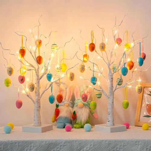DELICHTER 2er Set Weißer Oster Baum mit bunten Eiern, Ostern Geschenke Batteriebetriebener Bäumchen mit Lichtern, Mini Osterdeko Lichterbaum für die Innendekoration des Wohnzimmers im Frühling DELICHTER 2er Set Weißer Oster Baum mit bunten Eiern, Ostern Geschenke Batteriebetriebener Bäumchen mit Lichtern, Mini Osterdeko Lichterbaum für die Innendekoration des Wohnzimmers im Frühling von DELICHTER
