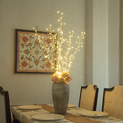 DELICHTER 3er Set Lichterzweige mit 114 LEDs Warmweiße Beleuchtung Lichterkette weidenzweige Deko Leuchte Lichter Zweige Wohnzimmer Innendekoration Außen Weihnachten DELICHTER 3er Set Lichterzweige mit 114 LEDs Warmweiße Beleuchtung Lichterkette weidenzweige Deko Leuchte Lichter Zweige Wohnzimmer Innendekoration Außen Weihnachten von DELICHTER