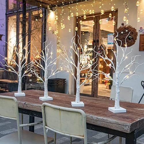 DELICHTER 4er Set Lichterbaum Lichterzweige für Innen 24 Warmweiß LEDs Bäumchen Birken Dekozweige Batteriebetrieb Weihnachtsdeko für Zuhause Party Geburtstag Hochzeit Innendekoration Tischdeko von DELICHTER